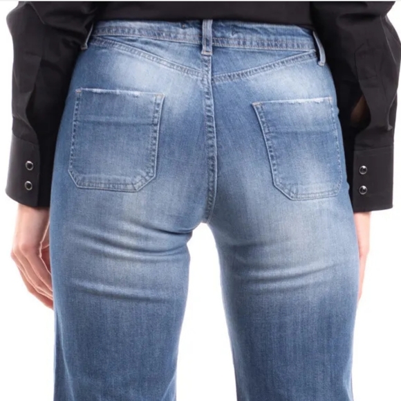 NWT CHILI PEPPERS Jeans Made in Italy W28 Stretch Distressed Faded Flare - Picture 2 of 7